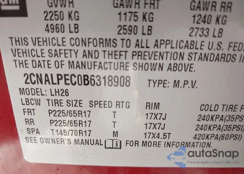 2011 Chevrolet Equinox 2Lt from USA, damaged, VIN 2CNALPEC0B6318908